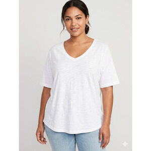ana White V Neck Slub Knit Short Sleeve Tee 1X